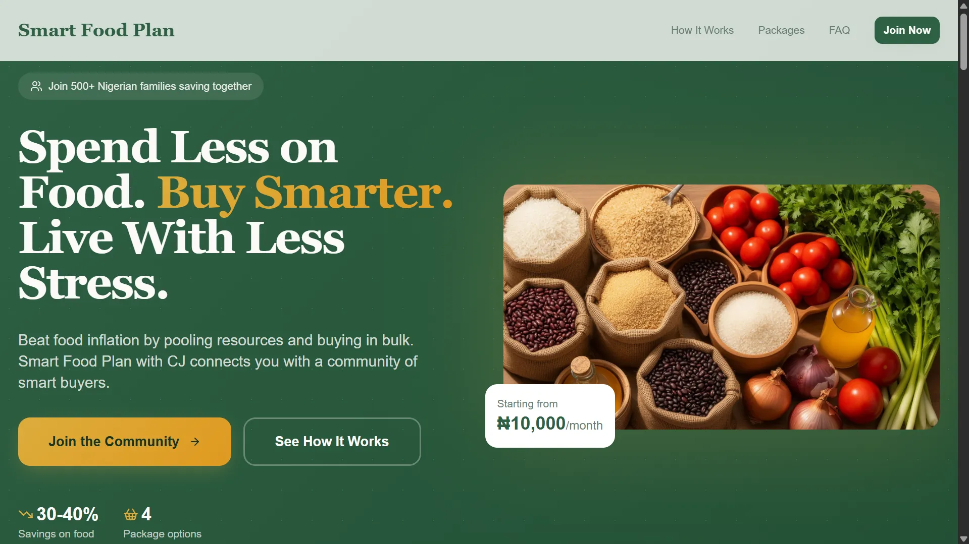 Landing page for smart food with CJ